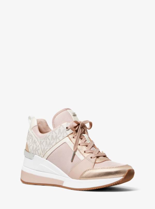 Damske Tenisky Michael Kors Georgie Leather and Logo Ruzove - Topanky Michael Kors Nejlevnejsi | KSYLQ-9385